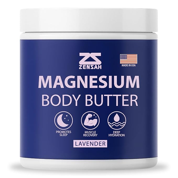 Zensah Magnesium Body Butter for Athletes - Muscle Recovery Cream with Lavender and Menthol, Post Workout Lotion for Muscle Soreness Relief & Enhanced Sleep, Christmas Stocking Stuffers for Runners