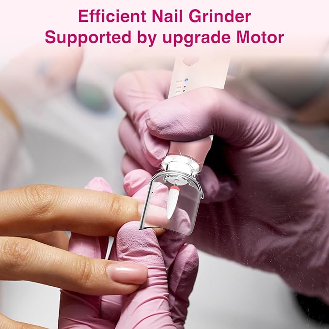 Professional Electric Nail Drill 2000mAH Portable Cordless Electric Nail File 10 in 1 Manicure Pedicure Kit ,5-Speeds Toe Nail Tools Hand Foot Care,Thick Toenail Grinder for Women Men Pets (Pink)