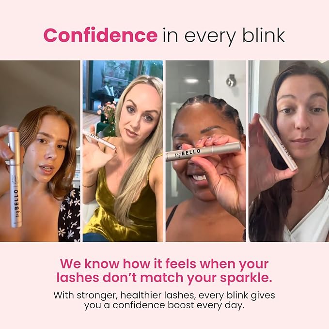 Trybello Eyelash Growth Serum | Natural Lash Serum with Lengthening & Thickening Formula | Biotin, Peptides + Botanical Extracts | Vegan, Gentle, Non-Irritating, Daily Use