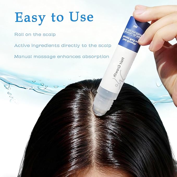 Rosemary Hair Growth Serum Roll On with 3% Rosemary，2% Ginger oil，3% Aloe Vera Extract， Stronger Root，stimulate follicle,Hair Thicker，Hair Loss Treatment.Advanced Hair Regrowth,0.85 Fl Oz pcs