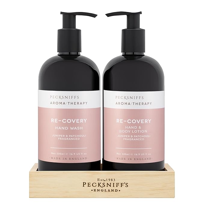 Pecksniffs Moisturizing Hand Wash and Hand & Body Lotion Caddy Set - Aroma:Therapy Re-Covery, 500 ml/16.9 fl oz