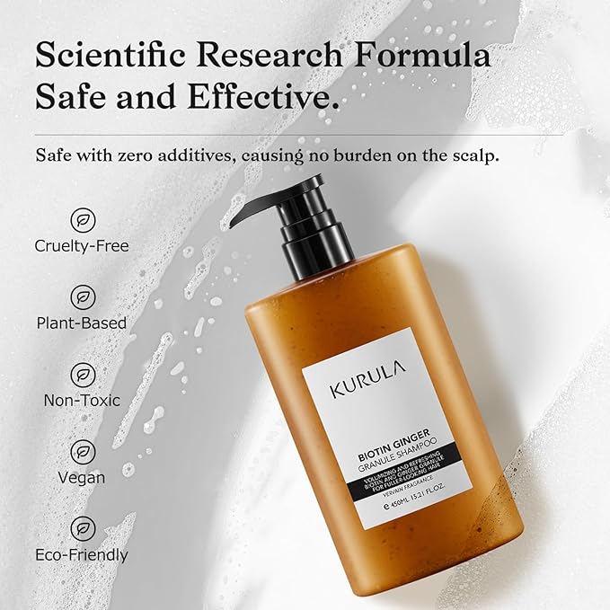 Biotin Ginger Anti-Thinning Shampoo - Helps Stop Loss for Stronger, Thicker, Longer Hair | Scalp-Nourishing, Deep Cleanse and Oil Control 15.2 FL OZ