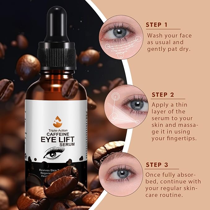 Caffeine Eye Serum + EGCG, Eye Serum for Dark Circles and Puffiness, Under Eye Serum Reduces Puffiness, Dark Circles, Under Eye Bags, Wrinkles and Fine Lines Around The Eyes, Under Eye Serum 30ml