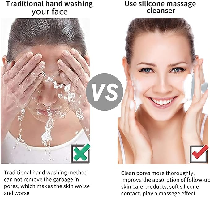 Silicone Face Scrubber for Men Facial Cleansing Brush Silicone Face Wash Brush Manual Waterproof Cleansing Skin Care Face Brushes for Cleansing and Exfoliating (White)