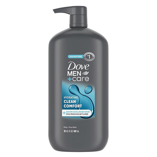 DOVE MEN + CARE Body and Face Wash Hydrating Clean Comfort Men's Body Wash with 24-Hour Nourishing Micromoisture Technology 30 oz