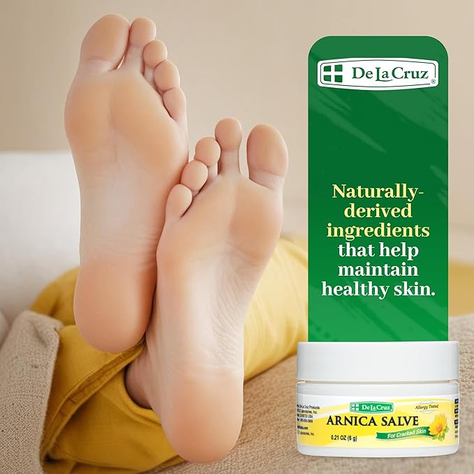 De La Cruz Arnica Salve - Foot Cream for Dry Cracked Heels and Feet - Moisturizing Hand Salve for Dried Hands - 24 Hour Moisture Foot Cream for Dry Cracked Feet and Rough Skin - (Trial Size)