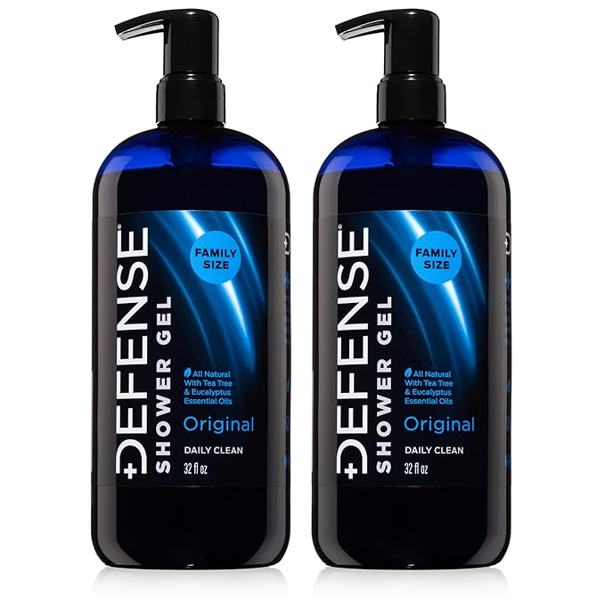 Defense Soap Tea Tree Body Wash | All Natural Organic Shower Soap for Athletes | Odor Control & Skin Fungal Protection for Sports, Post Workout & Recovery - 32 oz (Pack of 2)