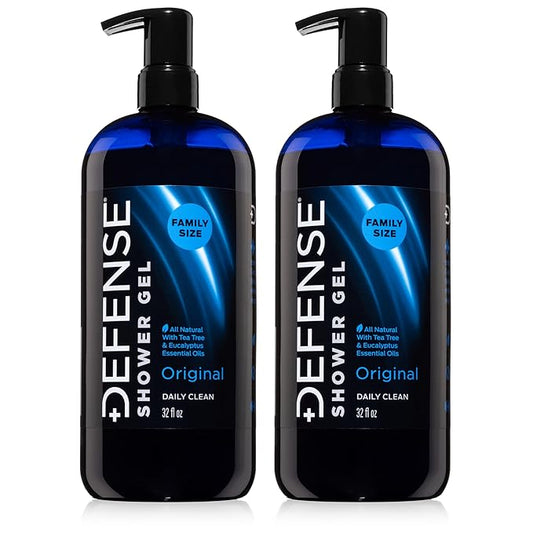 Defense Soap Tea Tree Body Wash | All Natural Organic Shower Soap for Athletes | Odor Control & Skin Fungal Protection for Sports, Post Workout & Recovery - 32 oz (Pack of 2)