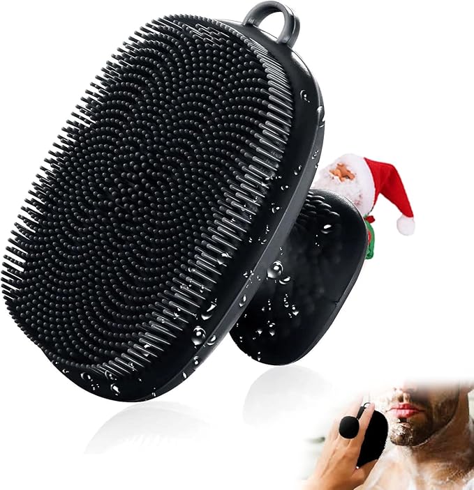 Face Scrubber, Silicone Face Scrubber for Men Facial Cleansing Brush Silicone Face Wash Brush Manual Waterproof Cleansing Skin Care Face Brushes for Exfoliating- Black