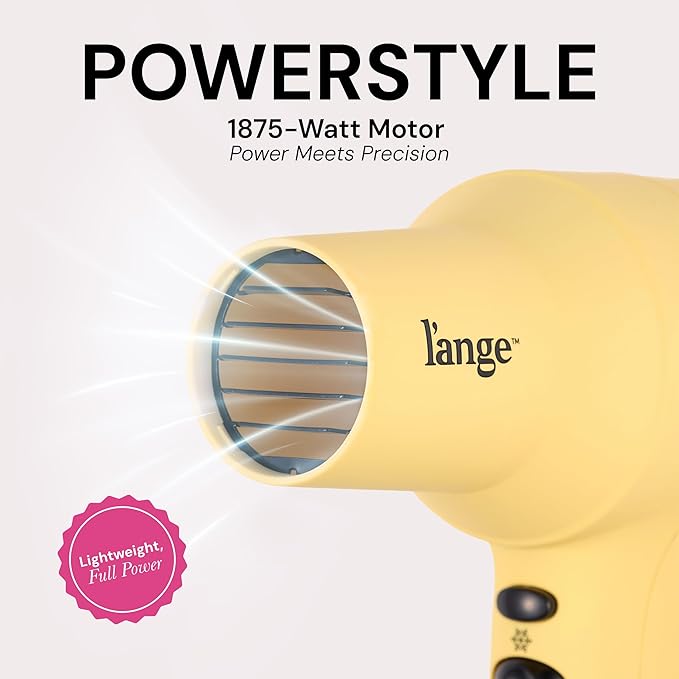 L'ANGE HAIR PowerStyle Ionic Turbo Hair Dryer | 1875W Fast Drying & Precision Styling for Long-Lasting, Frizz-Free Looks | Advanced Ionic Technology Smooths & Shines Hair (Yellow)
