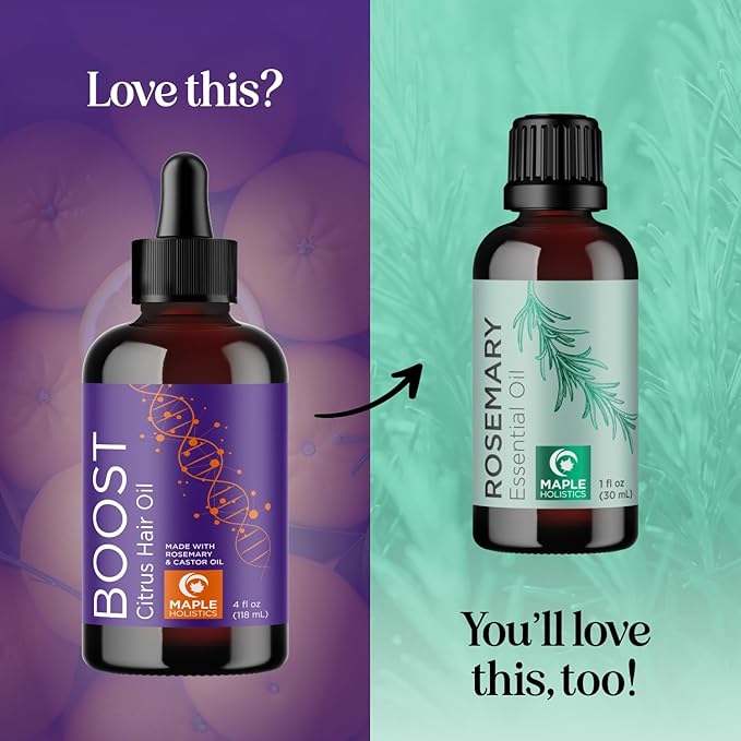 Volumizing Rosemary Hair Oil Serum - Moisturizing Scalp and Hair Oil for Men & Women Infused with Amla Black Castor Pumpkin Argan & Jojoba - Lightweight Hydrating Vegan & Color Safe (Citrus Scent)