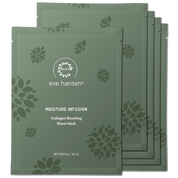 Eve Hansen Sheet Masks Set | Collagen and Hydrating Face Mask Sheet with Hyaluronic Acid, Red Wine Extract | 10x