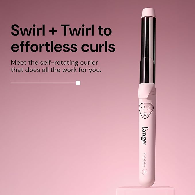 L'ANGE HAIR Le Pirouette 25MM Titanium Rotating Curling Iron Self-Rotating Curler | Curls and Waves for Beginners and Pros | Premium Titanium 1 Inch Barrel | Blush