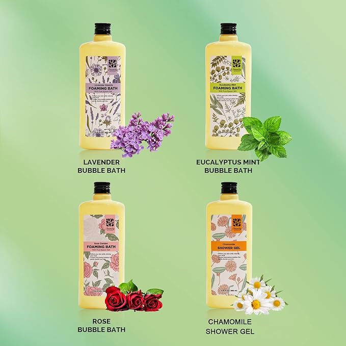 Bubble Bath for Women Adults, Scented Bubble Bath Gift Set for Women, 51.2 fl oz (Pack of 4), with Shower Gel, Ladies Foaming Bath Variety, Mother's Day Gift for Mom, Christmas Gifts for Her