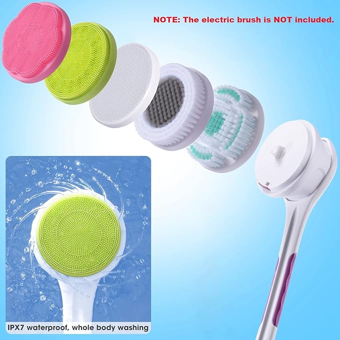 SoulBay 5 Pieces Replacement Brush Head Attachments for The SoulBay Electric Body Brush, Inter-Changeable