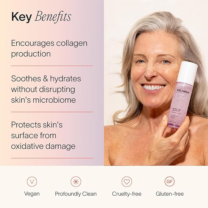 Solawave Refreshing Jelly Mist Toner with Gotu Kola, Prebiotics, Probiotics, Hydrating Pro Vitamin B5 for All Skin Types (3.4 OZ)