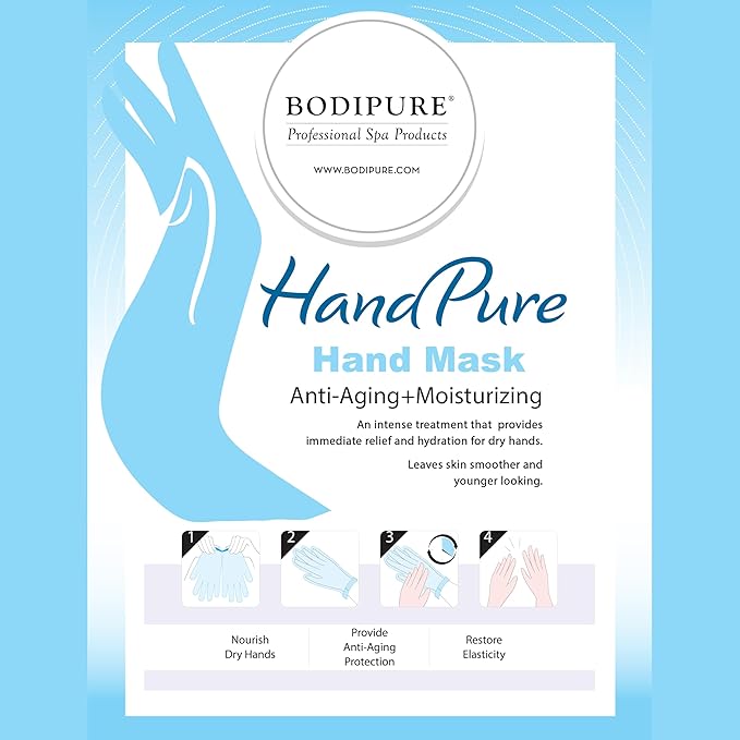 Bodipure HandPure Moisturizing Hand Gloves Manicure Kit Soft Hand Mask & Manicure Gloves - Moisturizing Hand and Nail Treatment And Strengthener (100 Packs)