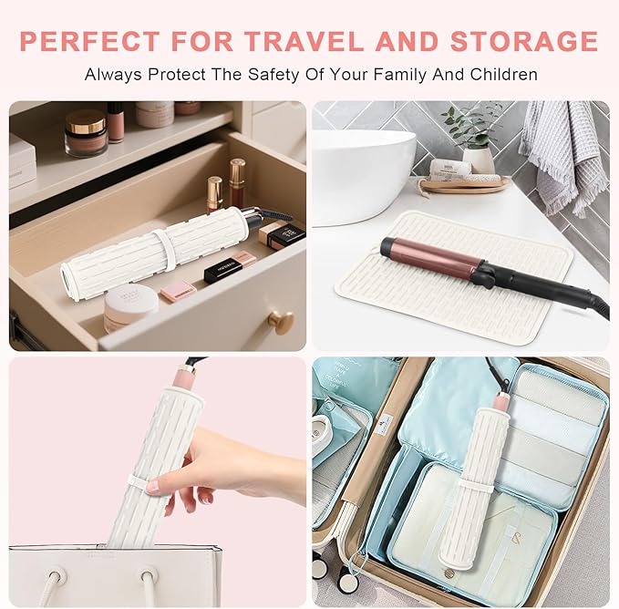 Oversize Silicone Heat Resistant Mat for Curling Irons, Flat Irons, Hair Straighteners and Hot Hair Styling Tools, Portable Hot Tools Cover Pad for Travel Vanity Salon(14.2" x 11.0")