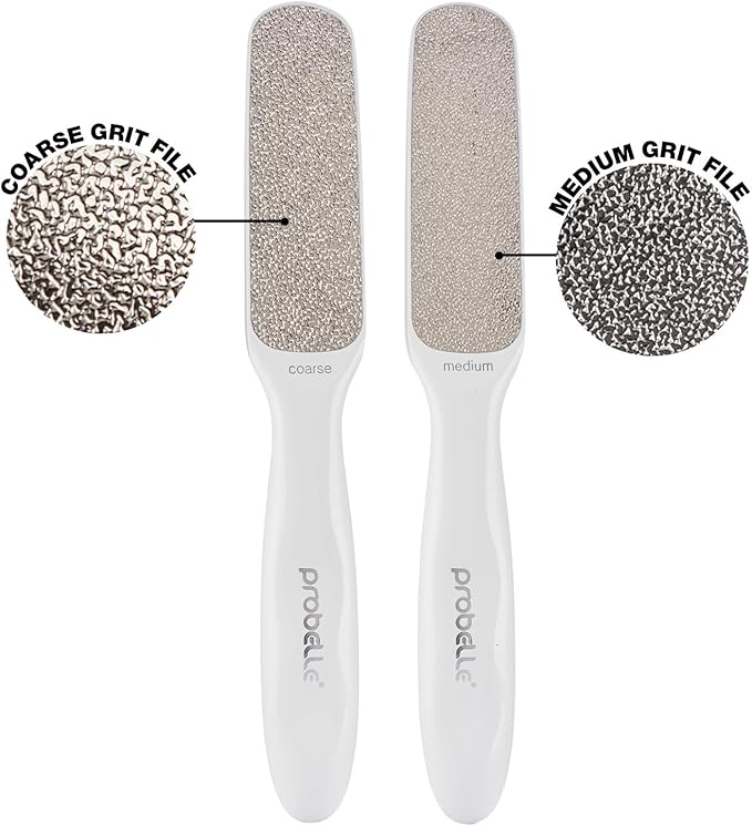 Probelle Double Sided Multidirectional Nickel Foot File Callus Remover - Immediately Reduces calluses and Corns to Powder for Instant Results, Safe Tool (White)