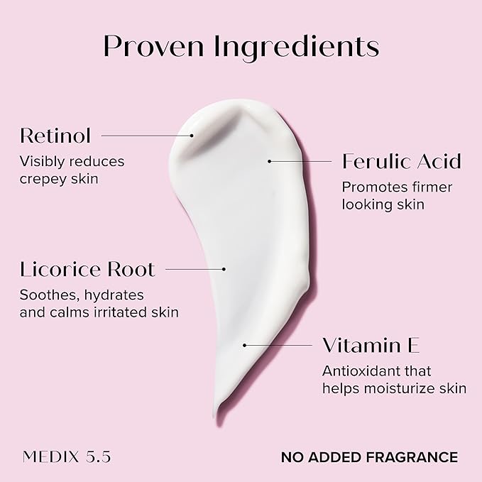 MEDIX Fragrance Free Retinol Face Moisturizer & Body Lotion Crepey Skin Care Treatment | Anti Aging Firming Retinol Cream For Face Targets Loose Crepe Skin, Wrinkles, & Fine Lines, 15 Fl Oz, 2-Pack