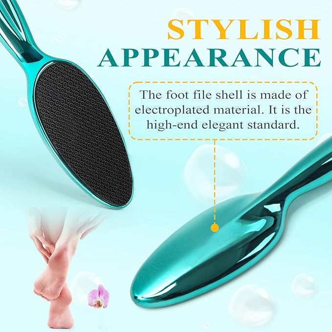 Glass Foot File, Foot Scrubber for Hard Skin Remover - Foot Callus Remover, Pedicure Tools for Feet Dead Skin, Foot Care for Women and Men, Gentle Effective Heel Scraper (Metallic Green)