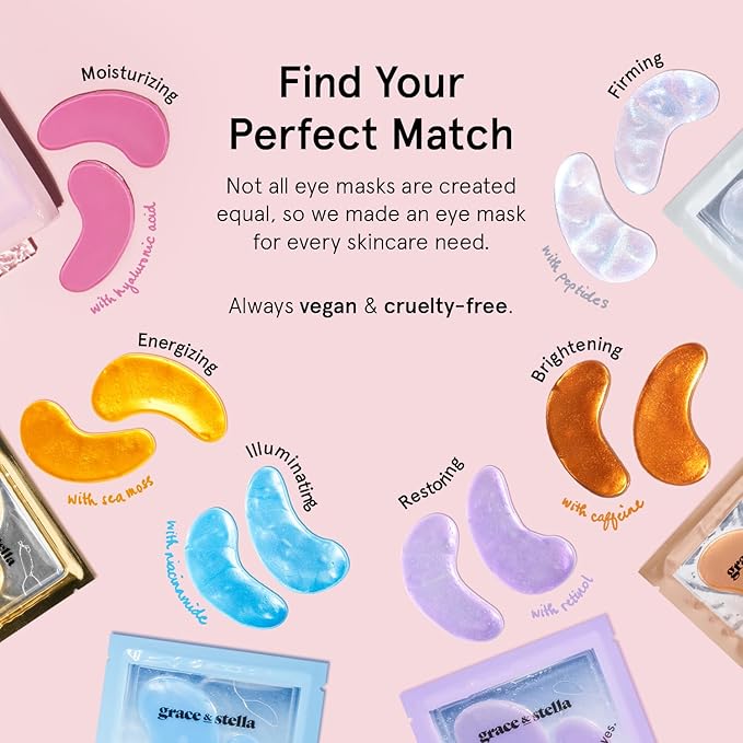 grace & stella Award Winning Under Eye Mask Reduce Dark Circles, Puffy Eyes, Wrinkles - Undereye Patches -White Elephant Gifts for Adults (Blue Eye Mask 48 Pairs + Hyaluronic Acid Serum 17ml)