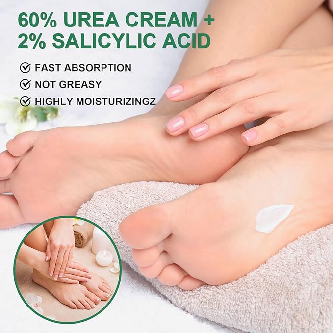 Urea Cream 40 Percent For Feet Maximum Strength, Plus 2% Salicylic Acid with Hyaluronic Acid, Urea Foot & Hand Cream for Dry Cracked, 4.6 oz