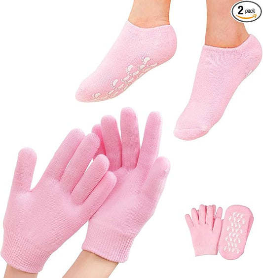 4 PCS Moisturizing Gloves and Socks, Gel Spa Moisturizing Therapy Sock ＆ Glove, Soften Repairing Dry Cracked, Hands Feet Skin Care, Effective in Repair Dry and Chapped Hands and Feet Skin Care(Small)