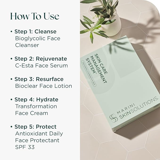 Travel Size Starter Skin Care Management System, Normal to Combination Skin with Antioxidant Daily Face Protectant SPF 33 - Cruelty Free - Made in the USA