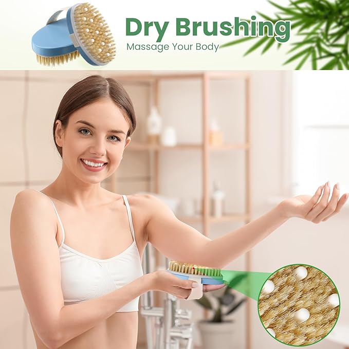 Gejoy 10 Pcs Dry Brushing Body Brush Exfoliating Brush with Massage Nodule Dry Skin Body Scrubber for Shower Bath Back Circulation Improvement Dead Skin Exfoliator (4.92 x 2.56 Inches,Sky Blue)