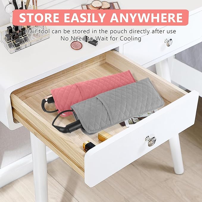 Heat Resistant Hair Tools Organizer Bag Portable Travel Storage Cover Pouch for Hair Straighteners, Curling Irons, Flat Irons and Hot Styling Tools(13.8" x 5.5")