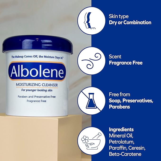 Albolene Face Moisturizer & Makeup Remover - Fragrance-Free Cleansing Balm for All Skin Types - Hydrates & Removes Waterproof Makeup - 12 oz | (Pack of 12)
