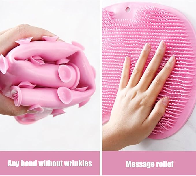 Silicone Shower Foot Scrubber Mat, 2025 New Silicone Foot Scrubber for Shower, Back Massage Pad with Suction Cups Non-Slip Exfoliating (Green,1)