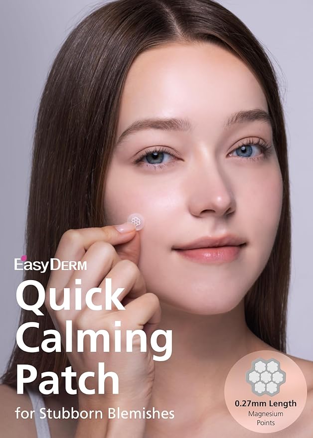 EasyDerm Quick Calming Magnesium Patches – Hydrocolloid Acne Spot Treatment Includes Tweezers & Ampoule, 10 Patches, Zit Sticker, Made by Daewoong Pharmaceutical