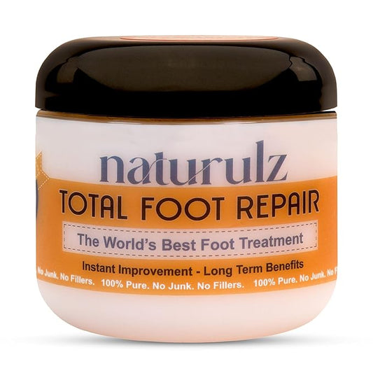 Naturulz Total Foot Repair 4oz – Intensive Moisture Foot Cream for Extremely Dry, Rough Skin & Cracked Heels and Feet- Moisture Barrier Repair for Knees, Elbows & Hands Formulated for Sensative Skin