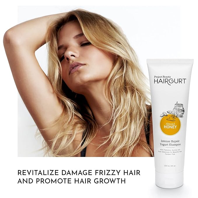 Almond Honey Intense Repair Yogurt Shampoo – Deep Moisturizing Cleanser for Dry & Damaged Hair – Sulfate-Free, Natural Ingredients, 8 oz