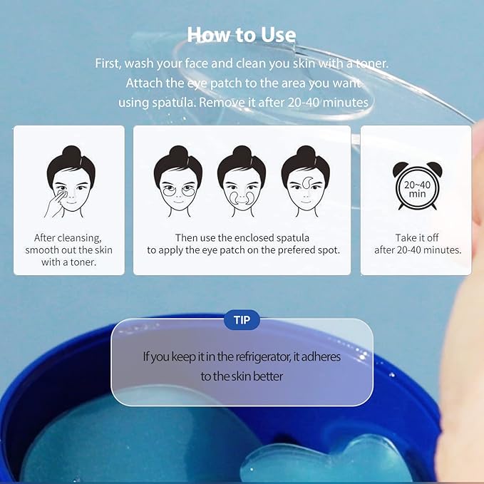 Snp 12,000ppm Bird's Nest + Hyaluronic Acid Eye Patch | Hydrating and Cooling for All Skin Types | Maximum Hydration Eye Patches | Korean Skincare Eye Mask | 60 Patches