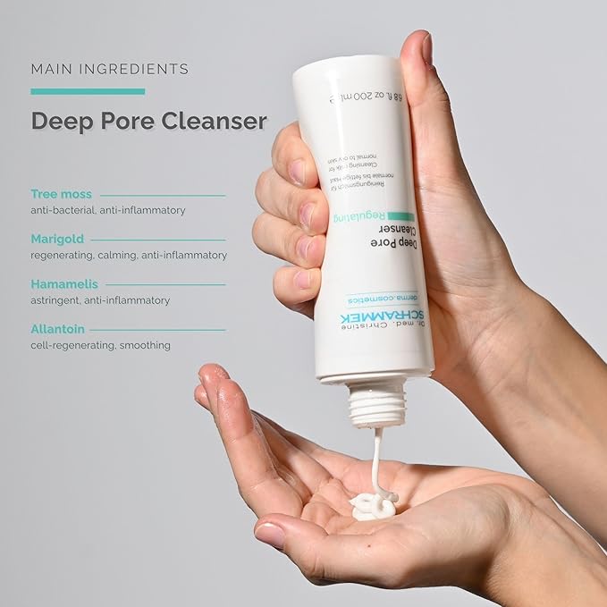 Deep Pore Cleanser (6.8 fl oz) - Cleansing Milk for Normal Skin - Makeup Removal - Face Wash & Cleanser – No Parabens - Skin Care - Dr Schrammek