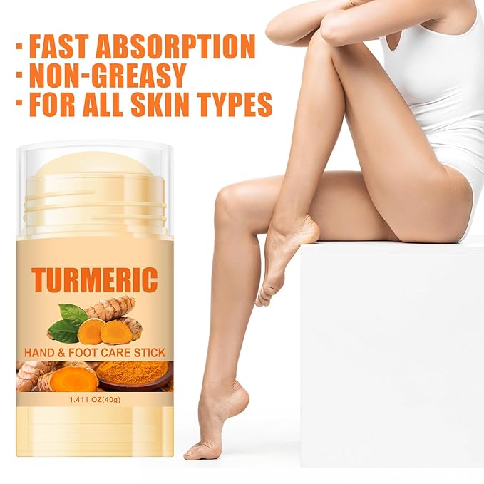 2 Pcs Turmeric Hand & Foot Care Stick，Turmeric Foot Cream，Moisturizing Softening Hand and Foot Cream Stick for Hands, Elbows, Knees, and Feet，Suitable for all people，1.411 OZ Each