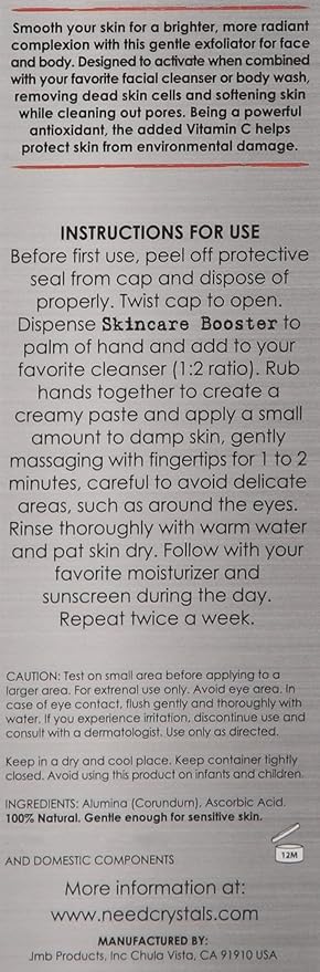 NeedCrystals Microdermabrasion Crystals, DIY Face Scrub with Vitamin C. Natural Facial Exfoliator for Dull or Dry Skin Improves Wrinkles, Anti-Aging, Skin Texture & Brightening. 8 oz