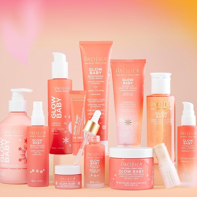 Pacifica Glow Baby Vitamin C SPF 30 Body Lotion – Brightening Daily Moisturizer + Broad Spectrum Sun Protection, Hydrating No White Cast Sunscreen for Glowing Skin, Clean Vegan & Cruelty-Free Skincare