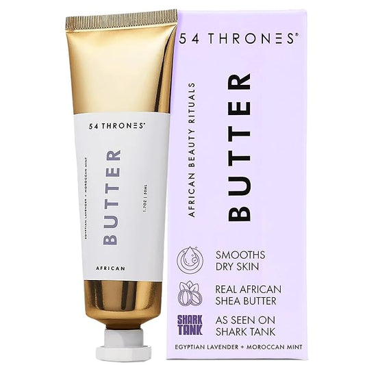54 Thrones African Beauty Shea Butter, Intensive Dry Skin Support, Moisturizing Body Butter for Women, Moisturizing Body Balm and Cream, Locks in Moisture, Egyptian Lavender + Moroccan Mint, 1.7 oz