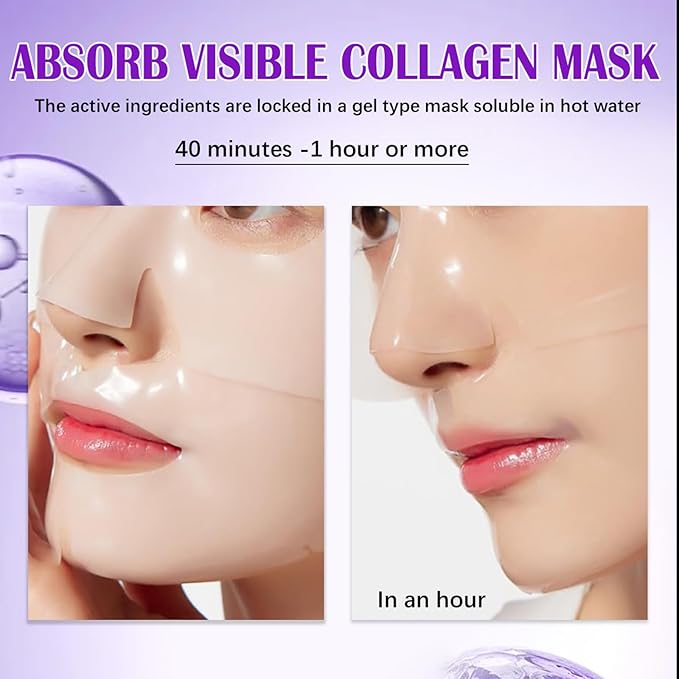 Bio-Collagen Overnight Face Mask,Glass Glow Hydrogel Face Masks, Collagen Face Mask, Korean Glass Skin Facial Sheet Masks, Wake up Glass-Like Skin