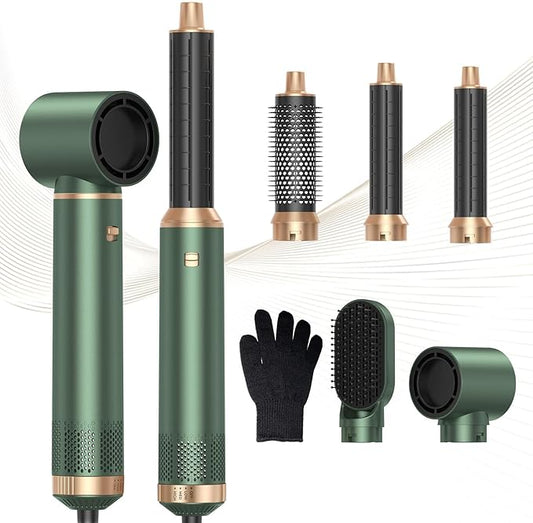 Blow Dryer Brush 5 in 1, Negative Ion Hair Dryer Brush Set Upgrade Hot Air Brush Air Styler Curling Wrap Air Curler, Curling Iron Hair Styling Tools As A Gift for Straight/Curl/Drying/Smoothing