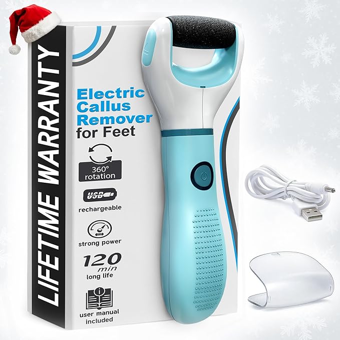 Electric Foot Callus Remover – Rechargeable Foot Sander Electric with 2800 RPM Motor & 1200 mAh Battery, 360° Rotating Replaceable Roller – Pedicure Tools for Feet for Smooth Heels & Dry Skin Care