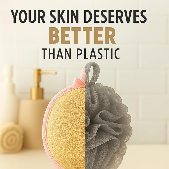 Natural Loofah Exfoliating Body Scrubber for Women Made with Natural Egyptian Loofa Sponge, Bath Shower Luffa lufa for face and Body. exfoliator Scrub Pads