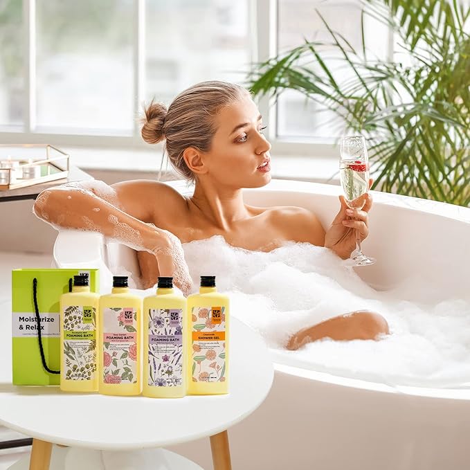 Bubble Bath for Women Adults, Scented Bubble Bath Gift Set for Women, 51.2 fl oz (Pack of 4), with Shower Gel, Ladies Foaming Bath Variety, Mother's Day Gift for Mom, Christmas Gifts for Her