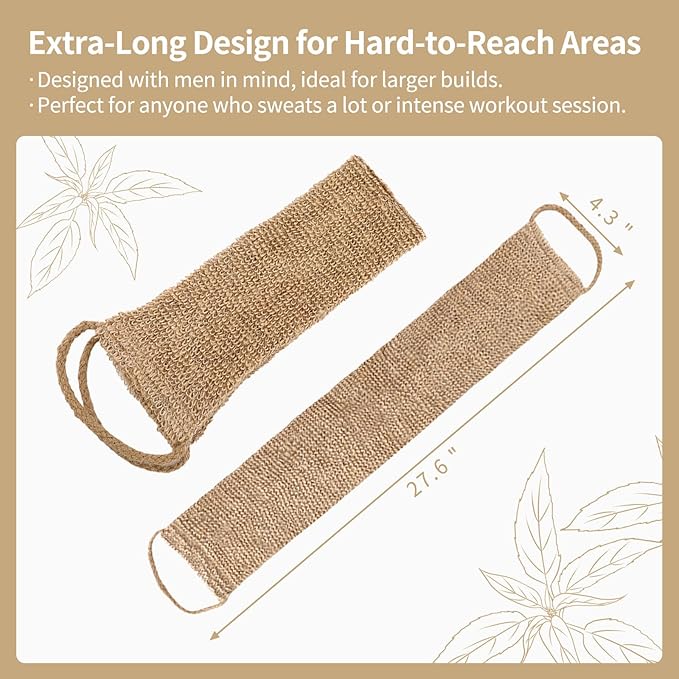 Extra Rough Exfoliating Back Scrubber,Natural Body Exfoliator for Workers Athletes and Men.Hygienic Loofah for Long Durable Daily Deep Cleansing