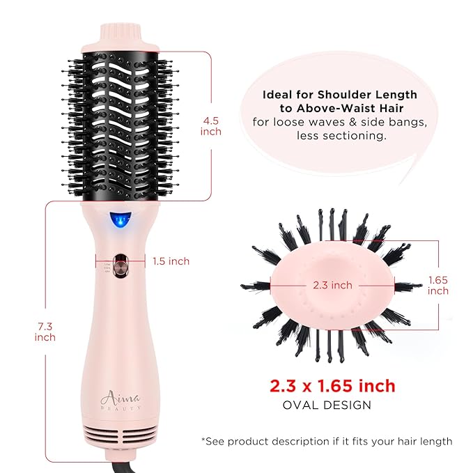 Hair Dryer Brush, Aima Beauty One Step Hair Dryer and Styler Volumizer with Negative Ion for Reducing Frizz and Static, Hair Styling Tools, Pink