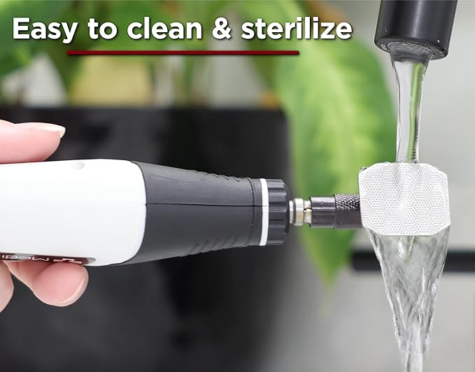 Stainless Steel Electric Pedicure File with Reusable Coarse and Fine Heads, Metal Foot File Callus Remover for Feet. Effortlessly Removes Calluses, Dead Skin for Smooth Healthy Feet